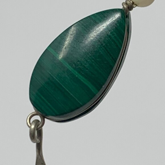 Malachite Drop Earrings with Shell Beads - Picture 6 of 11